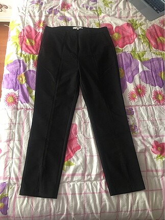 Siyah paça detaylı kumaş pantolon