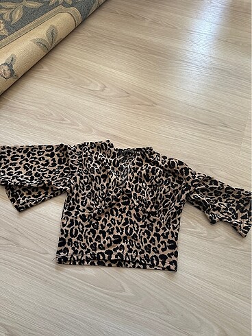 Diğer Leopar crop bluz