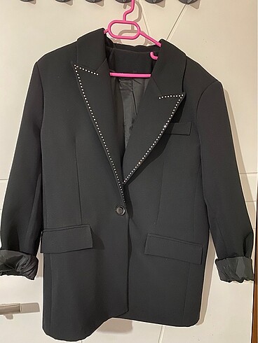 Siyah Taşlı Blazer Ceket