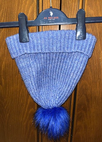 Kadın Mavi Örgü Yün Bere - Görsel 2