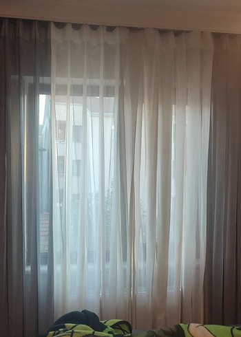 Gri ve Beyaz Düz Modern Tül dikey stor Perde - Görsel 3