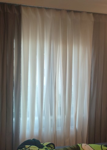 Gri ve Beyaz Düz Modern Tül dikey stor Perde - Görsel 4