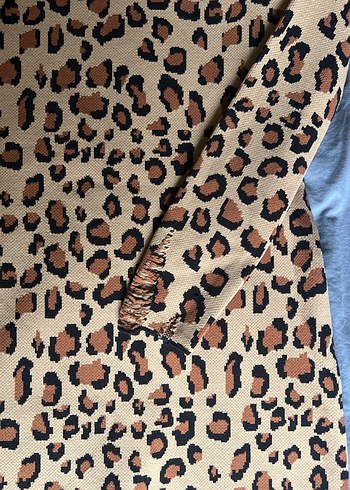 Leopar Desenli Balıkçı Yaka Elbise - Görsel 3