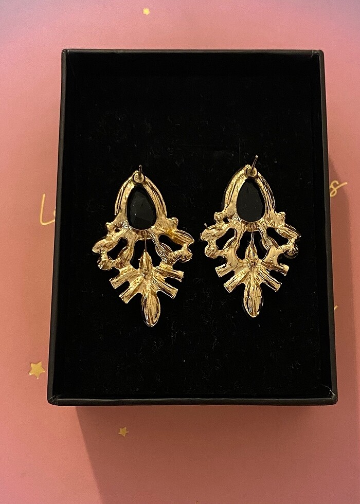 Çelik siyah taşlı küpe - Görsel 3