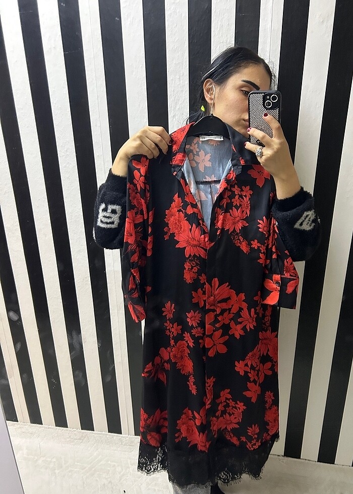 Saten elbise tunik - Görsel 4