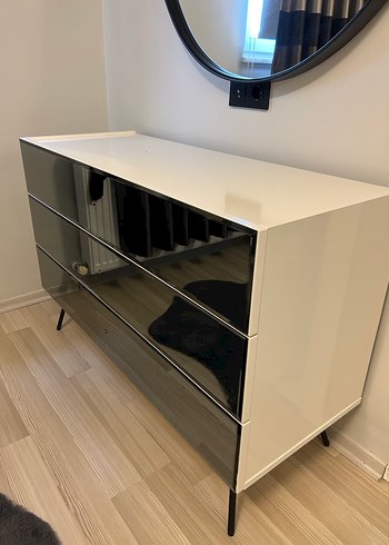 Gri cam aynalı Şifoniyer ve ayna - Görsel 2