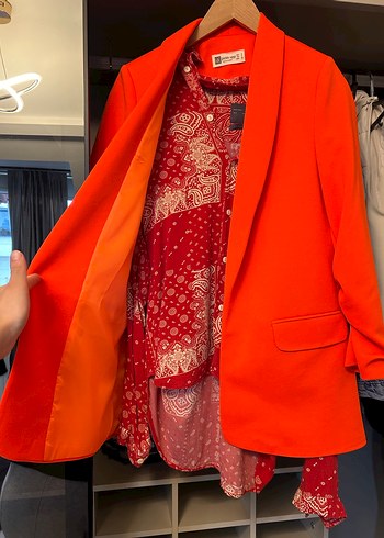 Turuncu Kadın Midi Blazer Ceket - Görsel 2