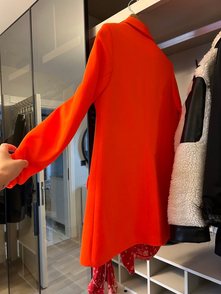 Turuncu Kadın Midi Blazer Ceket - Görsel 3