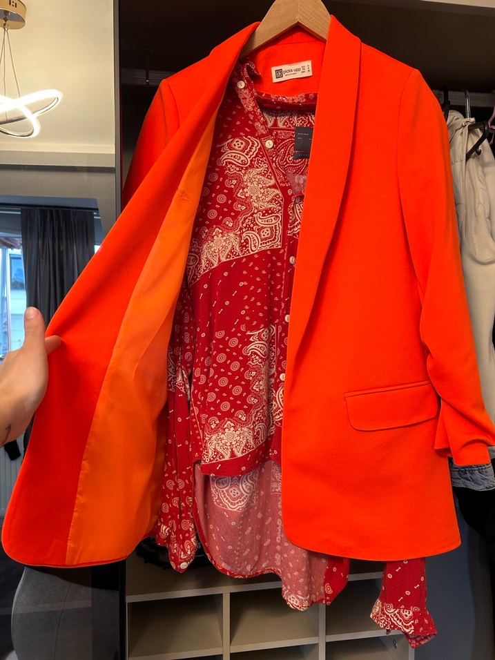 Turuncu Kadın Midi Blazer Ceket - Görsel 2