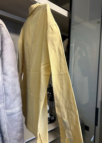 Sarı Düğmeli Keten Gömlek - Görsel 4