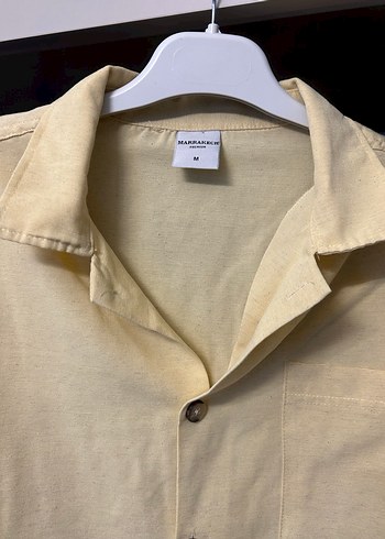 Sarı Düğmeli Keten Gömlek - Görsel 2