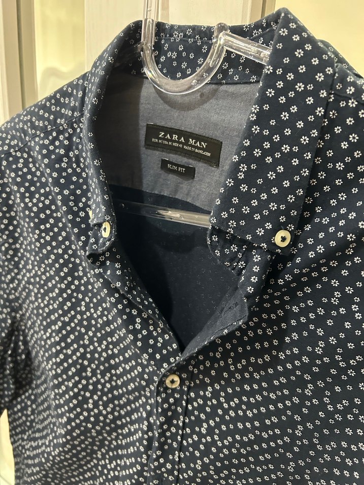 Desenli Lacivert Denim Erkek Gömlek - Görsel 2