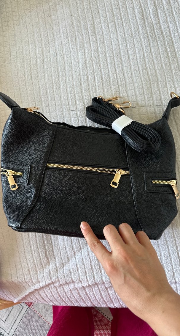 Siyah Deri Fermuarlı Kadın Çanta - Görsel 2