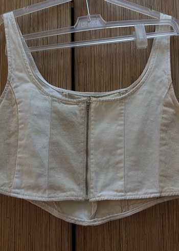 Bej Keten Bohem Büstiyer - Görsel 2