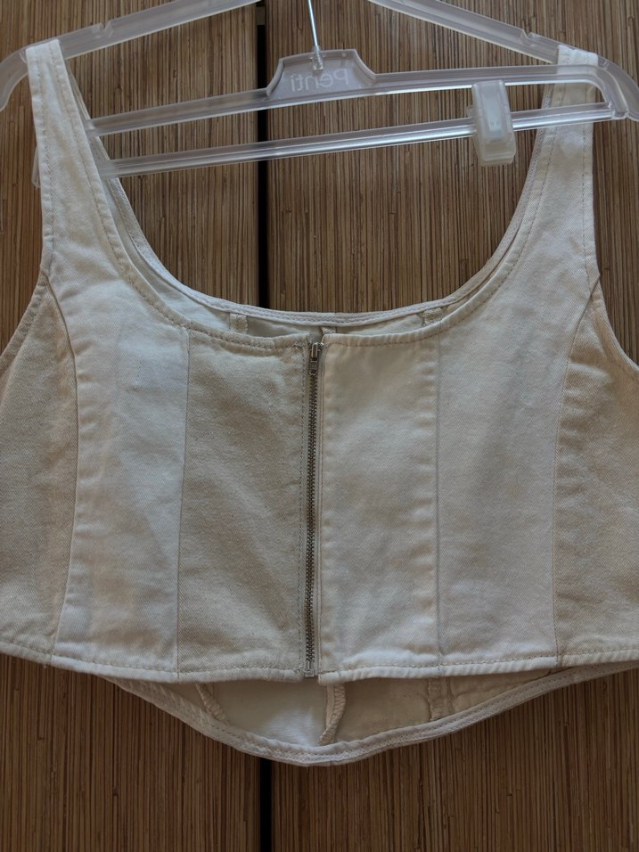 Bej Keten Bohem Büstiyer - Görsel 2