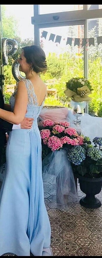 Bebek Mavisi Abiye Elbise