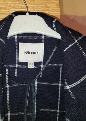 Koton Düğmeli Siyah Kareli Kadın Blazer