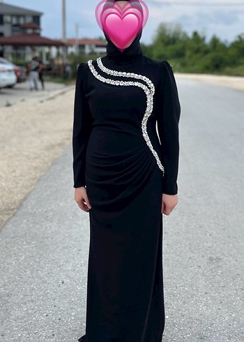 Uzun Siyah Gotik Kadın Abiye Elbise