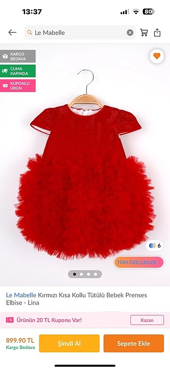 Le Mabelle 6-9 ay bebek abiye . Kızım bir kere giydi sapasağlam 