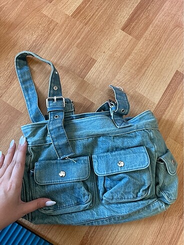 Beden mavi Renk Stradivarius denim tote bag