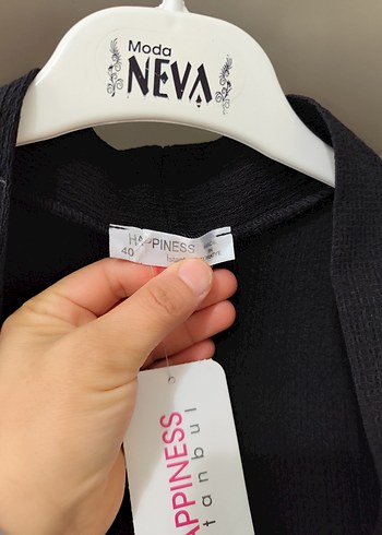 happines Siyah Midi örme kimona - Görsel 3