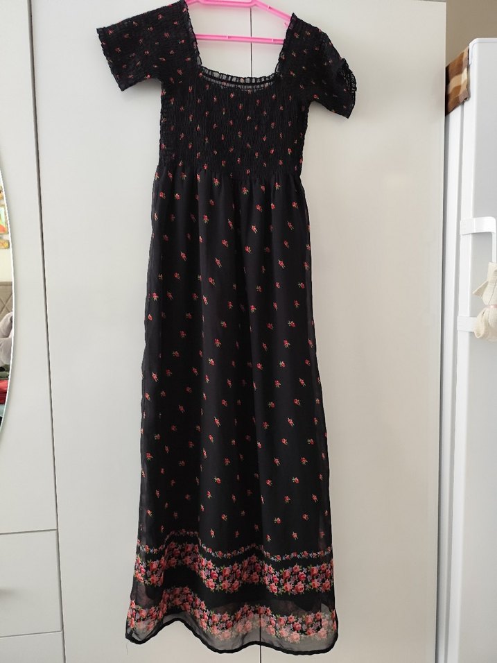 Bohem Siyah Uzun Elbise - Görsel 2