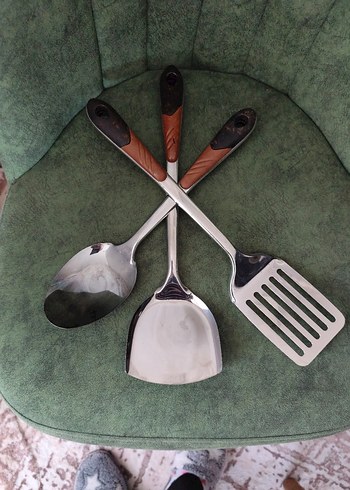 Kahverengi Saplı 3 Parça Mutfak Gereci Seti - Görsel 7