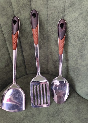 Kahverengi Saplı 3 Parça Mutfak Gereci Seti - Görsel 2