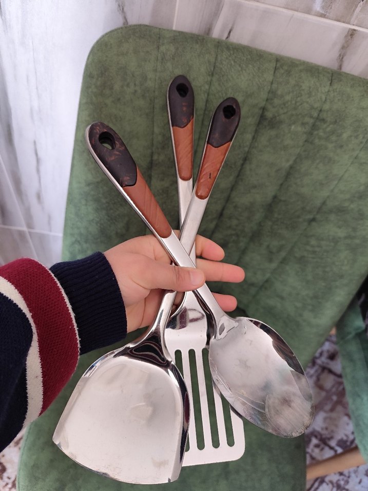 Kahverengi Saplı 3 Parça Mutfak Gereci Seti - Görsel 5