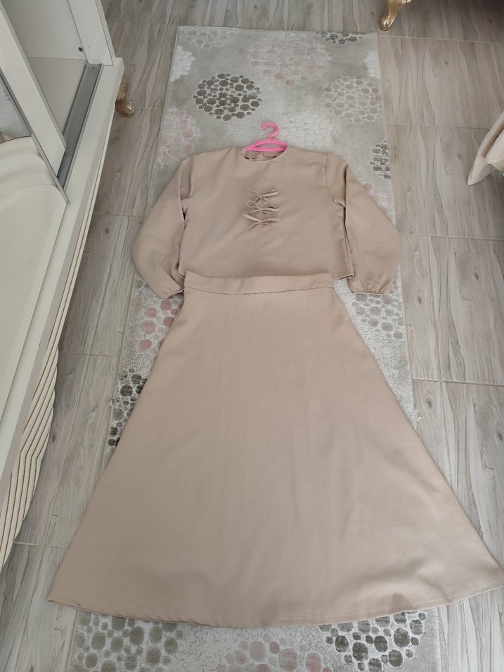 Bej Uzun Kollu  Etekli takım - Görsel 4