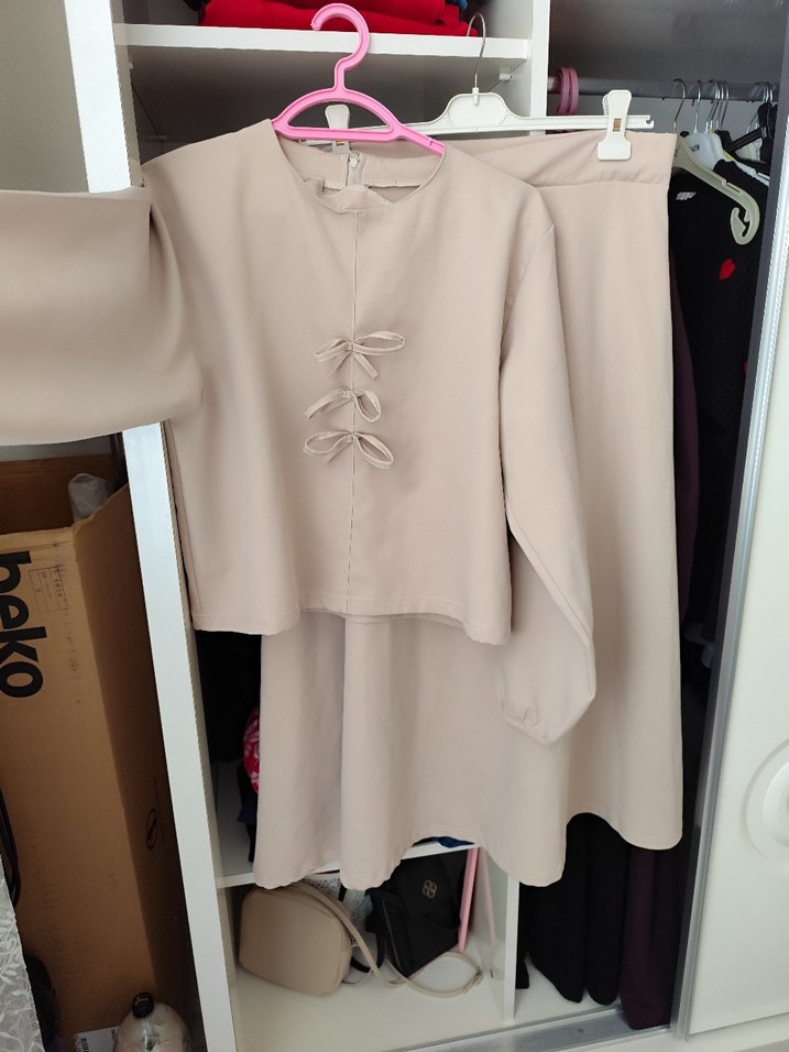 Bej Uzun Kollu  Etekli takım - Görsel 2