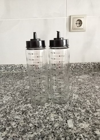 Gri Plastik Sıvı Ölçüm Şişeleri 2'li