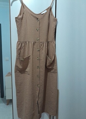 l Beden camel Renk YAZLIK ELBİSE