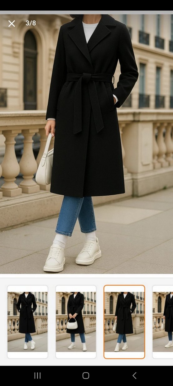 Kadın siyah Midi Süet Kemerli Trençkot - Görsel 2