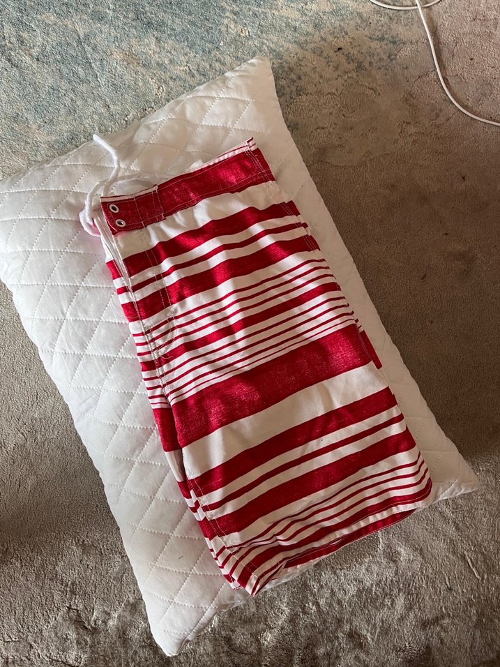 İpli Kırmızı Çizgili  unisex şort - Görsel 2