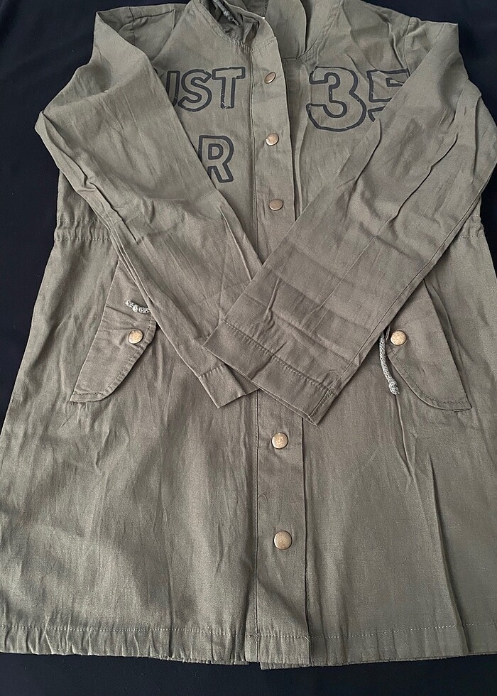 HAKİ RENK UZUN İNCE ÇEKET - Görsel 2