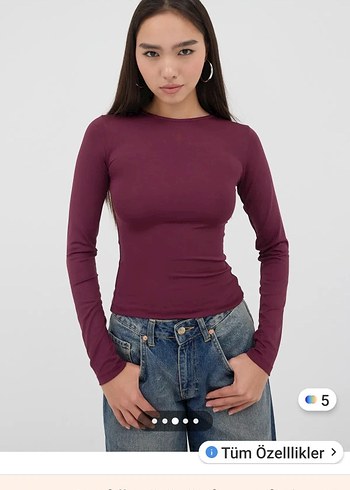 Bordo Uzun Kollu Dar Kesim Kadın Bluz