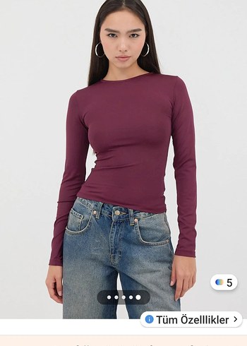 Addax Bordo Uzun Kollu Dar Kesim Kadın Bluz
