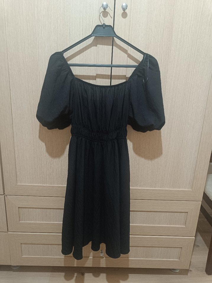 Siyah Mini Keten Elbise, Salaş Kesim, Drapeli#goth - Görsel 2