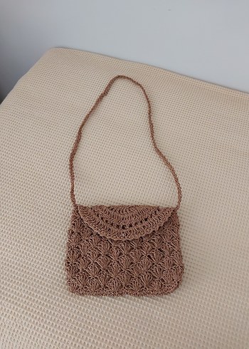 Bej Örgü Dantel Detaylı Bohem Kadın Çanta - Görsel 6