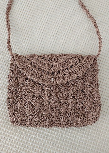 Bej Örgü Dantel Detaylı Bohem Kadın Çanta - Görsel 5