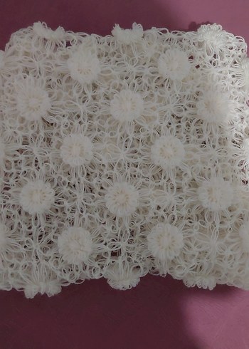 Elde Örülmüş Beyaz Bohem Motifli Dantel - Görsel 2