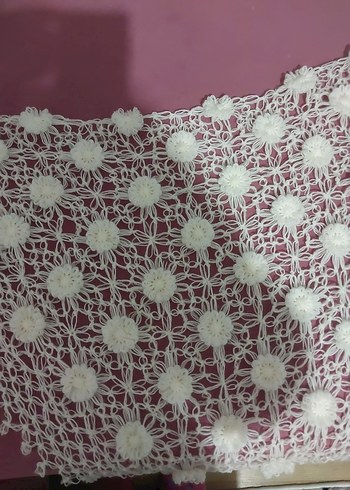 Elde Örülmüş Beyaz Bohem Motifli Dantel - Görsel 4