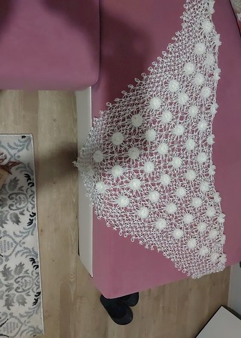 Elde Örülmüş Beyaz Bohem Motifli Dantel - Görsel 5