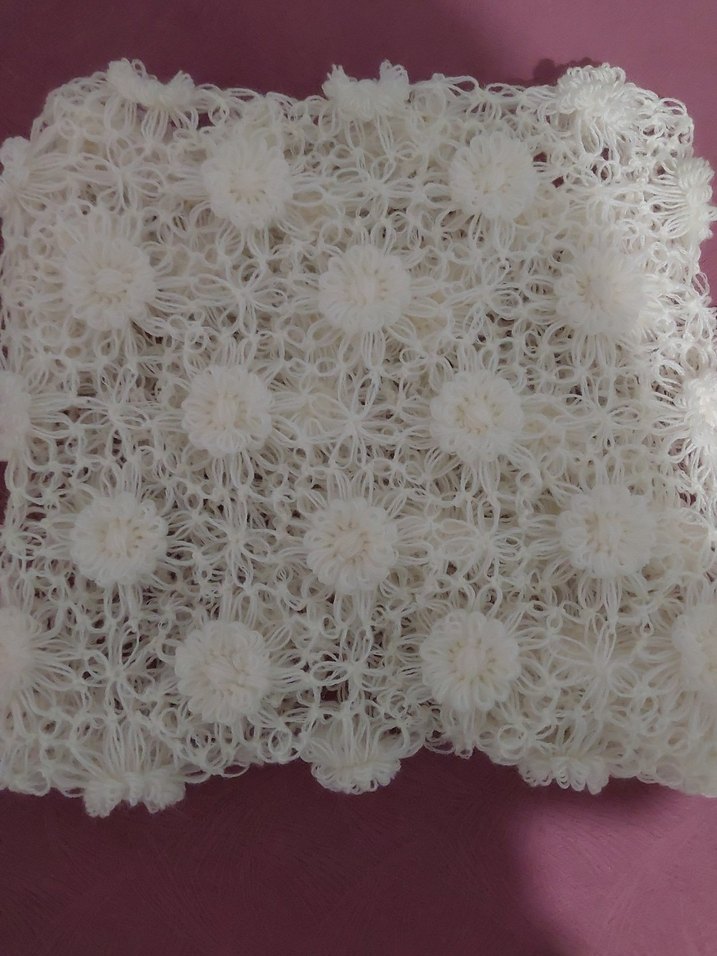 Elde Örülmüş Beyaz Bohem Motifli Dantel - Görsel 2