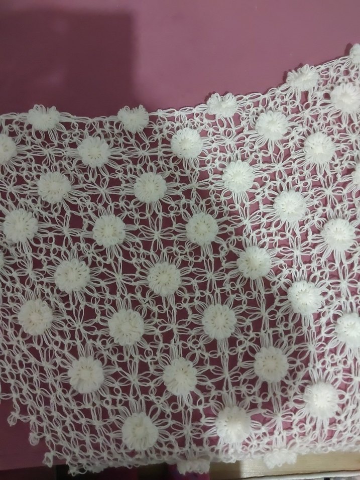 Elde Örülmüş Beyaz Bohem Motifli Dantel - Görsel 4