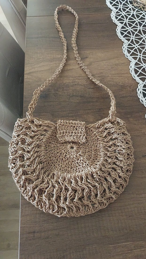 Bej Örgü Bohem Kadın Çanta - Görsel 2
