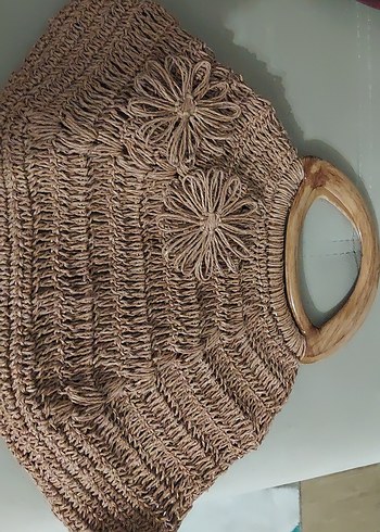 Çiçek Desenli Örgü Bohem Kadın Çantası - Görsel 6