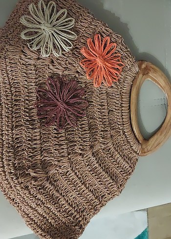 Çiçek Desenli Örgü Bohem Kadın Çantası - Görsel 7