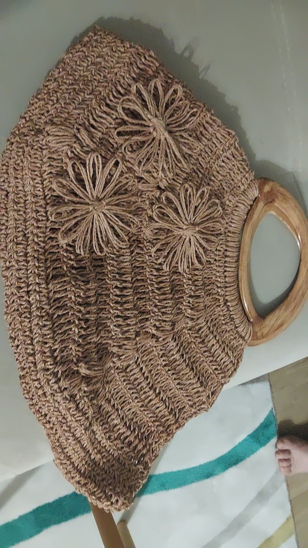 Çiçek Desenli Örgü Bohem Kadın Çantası - Görsel 4